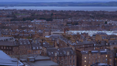 Aerial view over Edinburgh and Leith - EDINBURGH, SCOTLAND - JANUARY 10, 2020