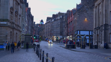 Famous Royal Mile in Edinburgh - EDINBURGH, SCOTLAND - JANUARY 10, 2020のeditorial素材