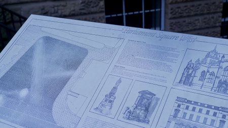 Information tables in the historic district of Edinburgh - EDINBURGH, SCOTLAND - JANUARY 10, 2020のeditorial素材