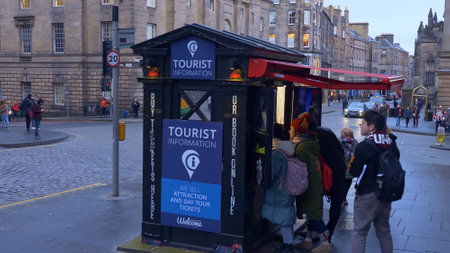 Tourist Information desk in Edinburgh - EDINBURGH, SCOTLAND - JANUARY 10, 2020のeditorial素材