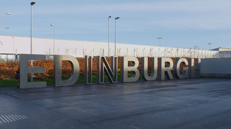Big Edinburgh letters at the airport - EDINBURGH, SCOTLAND - JANUARY 10, 2020のeditorial素材
