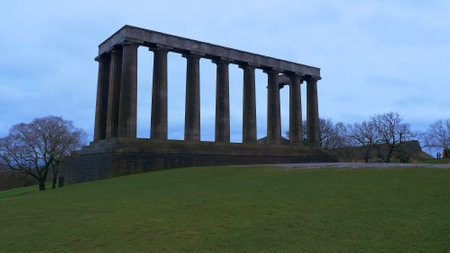 National Monument on Calton Hill in Edinburgh - EDINBURGH, SCOTLAND - JANUARY 10, 2020のeditorial素材