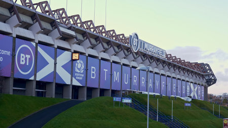Murrayfield stadium in Edinburgh - home of rugby and football - EDINBURGH, SCOTLAND - JANUARY 10,...