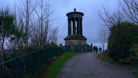 Calton Hill in Edinburgh is a popular place - EDINBURGH, SCOTLAND - JANUARY 10, 2020のeditorial素材