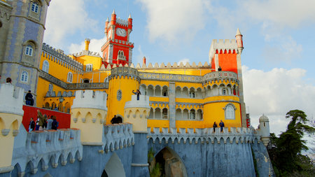 Wonderful castle of Palacio de Pena in Portugal - CITY OF LISBON - SINTRA. PORTUGAL - OCTOBER 15, 2019のeditorial素材