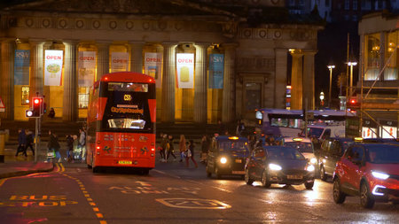 Royal Scottish Academy in Edinburgh at night - EDINBURGH, SCOTLAND - JANUARY 10, 2020