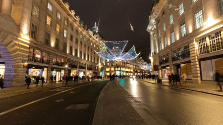 Wonderful Regent Street London at Christmas time - LONDON, ENGLAND - DECEMBER 10, 2019