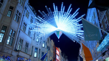 Wonderful Christmas decoration in the streets of London - LONDON, ENGLAND - DECEMBER 11, 2019のeditorial素材