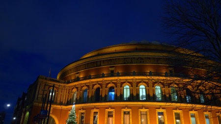Famous Royal Albert Hall London - evening view - LONDON, ENGLAND - DECEMBER 11, 2019のeditorial素材