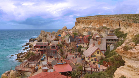 Popeye Village - a popular landmark and former film location in Malta - MALTA, MALTA - MARCH 5, 2020のeditorial素材