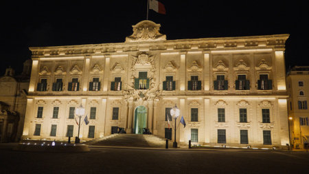Famous Castille in Valletta - the home of the Maltese Prime Minister - MALTA, MALTA - MARCH 5, 2020のeditorial素材