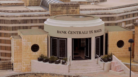 Central Bank of Malta in Valletta - MALTA, MALTA - MARCH 5, 2020のeditorial素材