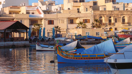 Beautiful Marsaxlokk is a popular landmark on Malta - MALTA, MALTA - MARCH 5, 2020のeditorial素材