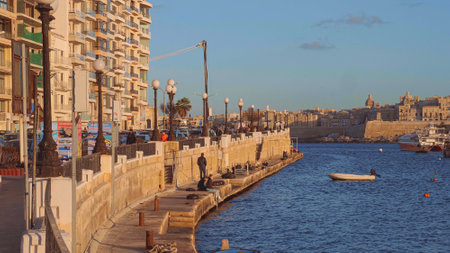 Sliema Waterfront in the evening - MALTA, MALTA - MARCH 5, 2020のeditorial素材