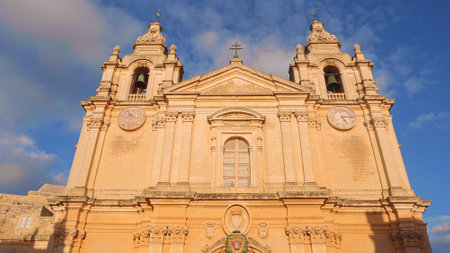 St Pauls Cathedral of Medina in the village of Mdina - MALTA, MALTA - MARCH 5, 2020のeditorial素材