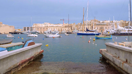 Small boats and gondolas in the city of Valletta - MALTA, MALTA - MARCH 5, 2020のeditorial素材