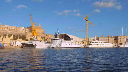 Port of Valletta - the harbour in the capital city of Malta - MALTA, MALTA - MARCH 5, 2020のeditorial素材