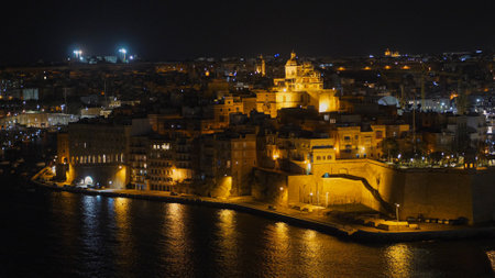 City of Valletta at night - the capital city of Malta - MALTA, MALTA - MARCH 5, 2020のeditorial素材