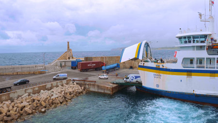 Ferry between Malta and Gozo - MALTA, MALTA - MARCH 5, 2020のeditorial素材
