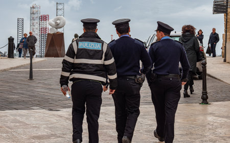 Police Officers in the city of Valletta Malta - ISLAND OF MALTA, MALTA - MARCH 5, 2020