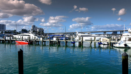 Beautiful Bayside area in Miami Downtown - MIAMI, USA APRIL 10, 2016のeditorial素材