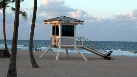 Rescue tower at Fort Lauderdale beach - FORT LAUDERDALE, USA APRIL 12, 2016のeditorial素材