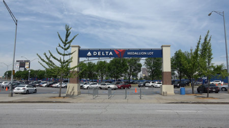 Delta Parking Lot at Turner Field Atlanta - ATLANTA, USA - APRIL 18, 2016 - travel photographyのeditorial素材