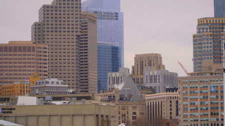 Boston North skyline view from harborside - BOSTON. USA - APRIL 5, 2017のeditorial素材