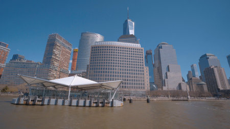 Modern Pier at Manhattan Downtown - NEW YORK CITY, USA - APRIL 2, 2017のeditorial素材