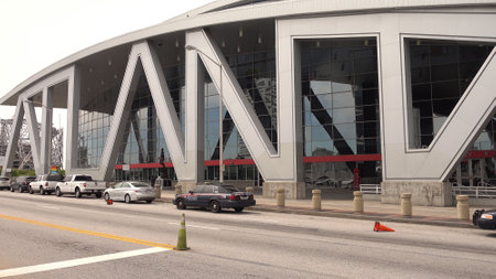 Philips Arena in Atanta Downtown - Big Atlanta letter - ATLANTA, USA - APRIL 20, 2016のeditorial素材