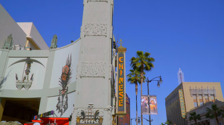 Famous TCL Chinese Theater in Hollywood - LOS ANGELES, CALIFORNIA - APRIL 21, 2017 - travel photographyのeditorial素材