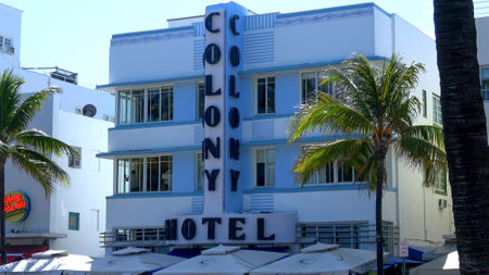 Colony Hotel at Ocean Drive Miami Beach - MIAMI, USA APRIL 10, 2016のeditorial素材