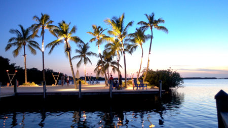 The FLORIDA Keys - beautiful pier in the evening- ISLAMORADA, FLORIDA - APRIL 12, 2016のeditorial素材