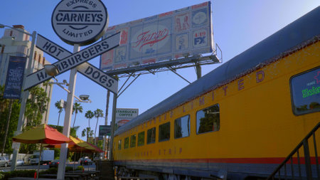 Famous Carneyï¾´s Hot Dogs and Burgers on Sunset Boulevard in Los Angeles - LOS ANGELES,...