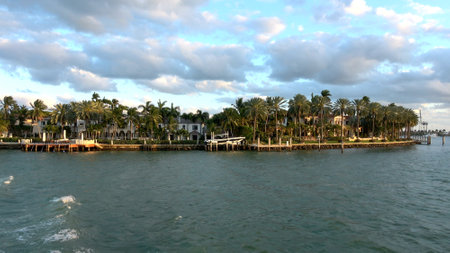 Beautiful and exclusive islands between Miami and Miami Beach - MIAMI, FLORIDA APRIL 10, 2016のeditorial素材