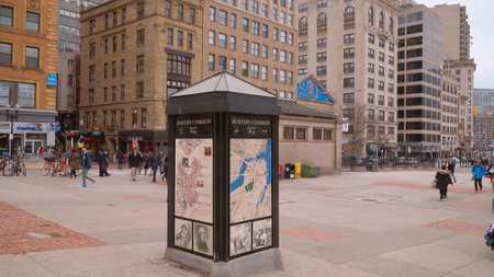 Map of Boston Common park - BOSTON. UNITED STATES - APRIL 5, 2017のeditorial素材