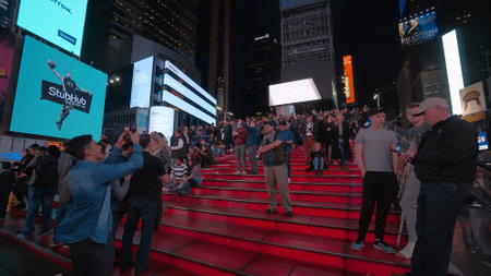 Father Duffy steps at Times Sqaure New York - NEW YORK CITY, USA - APRIL 2, 2017のeditorial素材