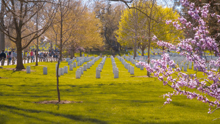 Famous Arlington Cemetery in Washington DC - WASHINGTON, USA - APRIL 8, 2017