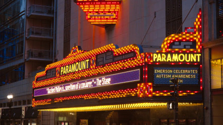 Famous Paramount Theater in Boston - BOSTON. USA - APRIL 5, 2017のeditorial素材