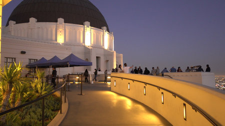 Los Angeles sightseeing - The famous Griffith Observatory - LOS ANGELES, USA - APRIL 21, 2017のeditorial素材
