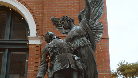 Angel statue in the historic district of Vancouver - VANCOUVER, CANADA - APRIL 11, 2017のeditorial素材