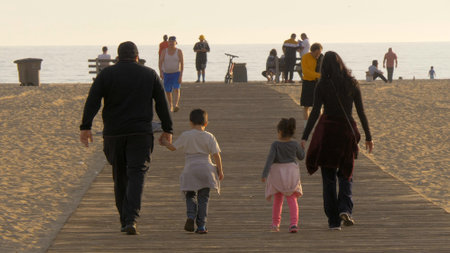Family Day at Santa Monica Beach - LOS ANGELES, USA - MARCH 29, 2019のeditorial素材