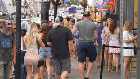 Bachelorette Party group on Nashville Broadway - NASHVILLE, USA - JUNE 17, 2019のeditorial素材
