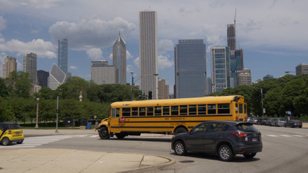 Typical view over the iconic buildings of Chicago - CHICAGO, USA - JUNE 11, 2019のeditorial素材