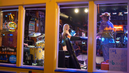 Live Music at Honky Tonk Bar in Nashville - NASHVILLE, UNITED STATES - JUNE 17, 2019のeditorial素材