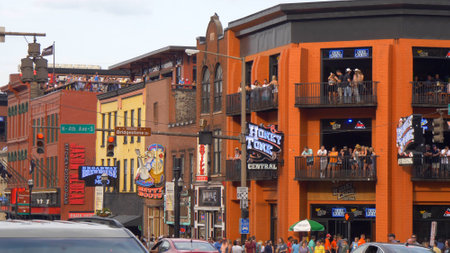 Honky Tonk Central on Broadway in Nashville - NASHVILLE, UNITED STATES - JUNE 17, 2019のeditorial素材