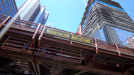 The Bridges over Chicago River at Washington Boulevard - CHICAGO. UNITED STATES - JUNE 11, 2019のeditorial素材