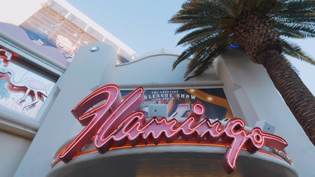 Famous Flamingo Hotel and Casino in Las Vegas - LAS VEGAS-NEVADA, OCTOBER 11, 2017のeditorial素材