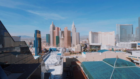 Skyline of Las Vegas strip - aerial view - LAS VEGAS-NEVADA, OCTOBER 11, 2017のeditorial素材