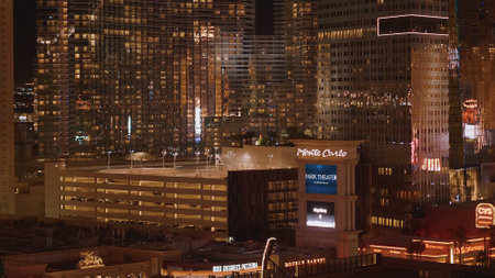 Las Vegas city lights at night - the amazing hotels at Las Vegas Strip - LAS VEGAS-NEVADA, OCTOBER 11, 2017のeditorial素材